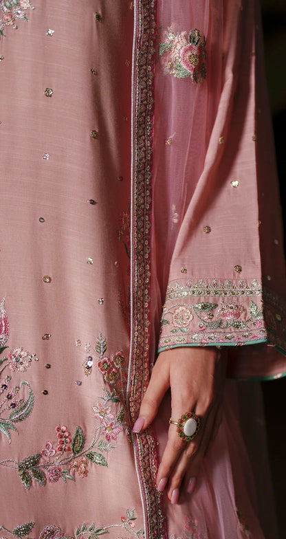 Pastel Pink Silk Pant Set