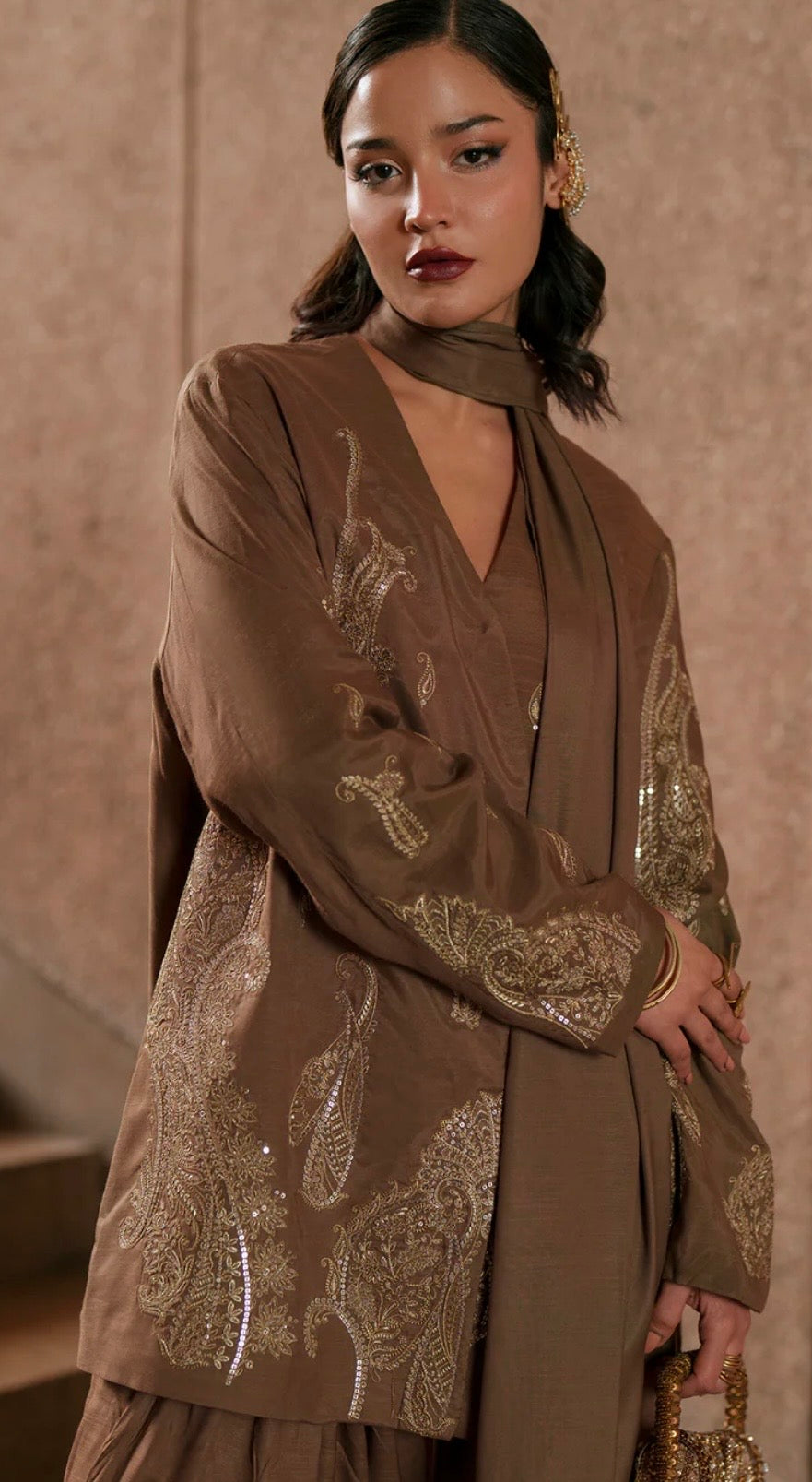 Brown Faarshi Shalwaar Set