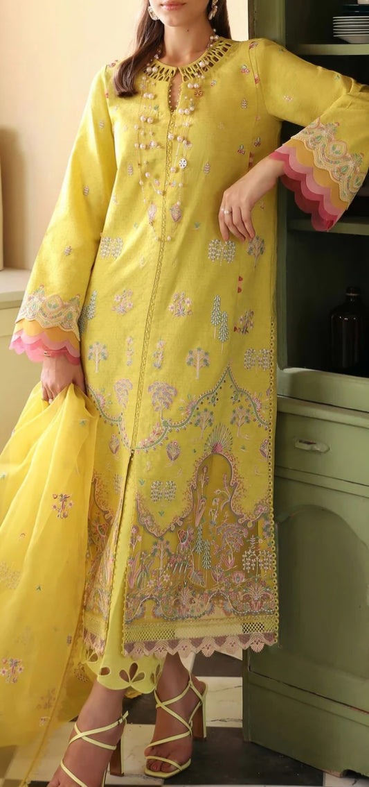 Lemon Yellow Cotton Suit Set