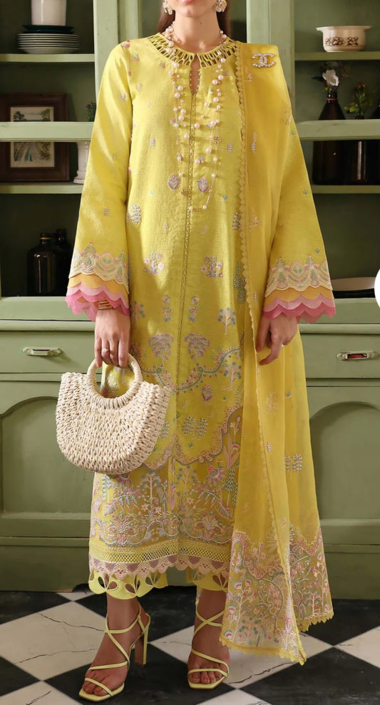 Lemon Yellow Cotton Suit Set