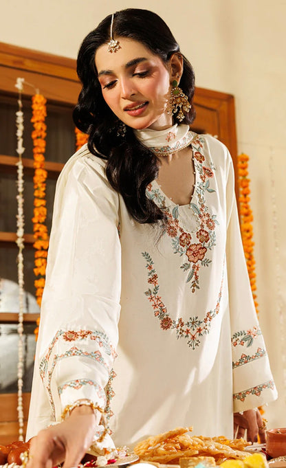 Off White Embroidered Sheesha silk Sharara