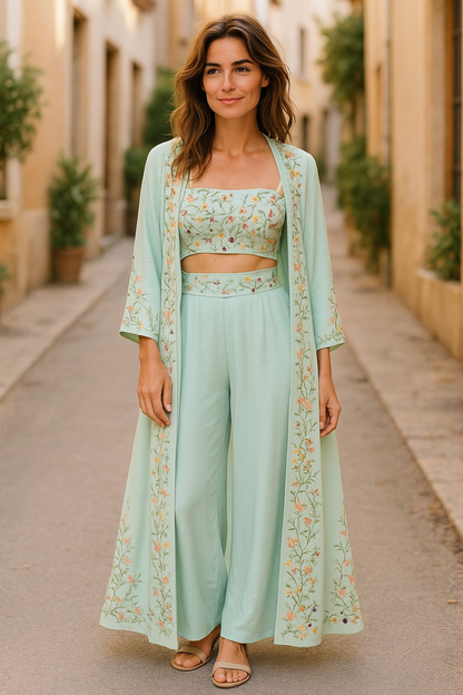 Georgette Palazzo Fusion Set