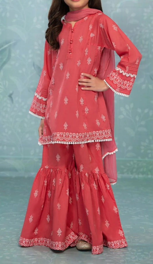 Coral Gharara Set For Girls