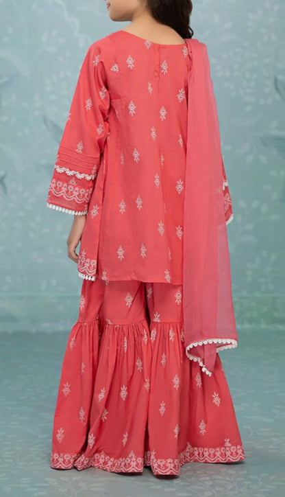 Coral Gharara Set For Girls