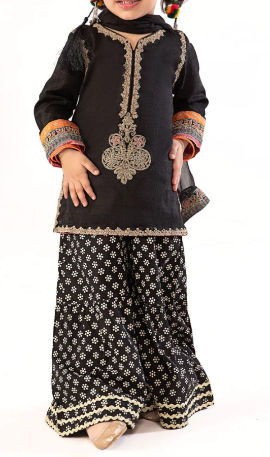 Charcoal Gharara Set For Girls