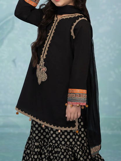 Charcoal Gharara Set For Girls
