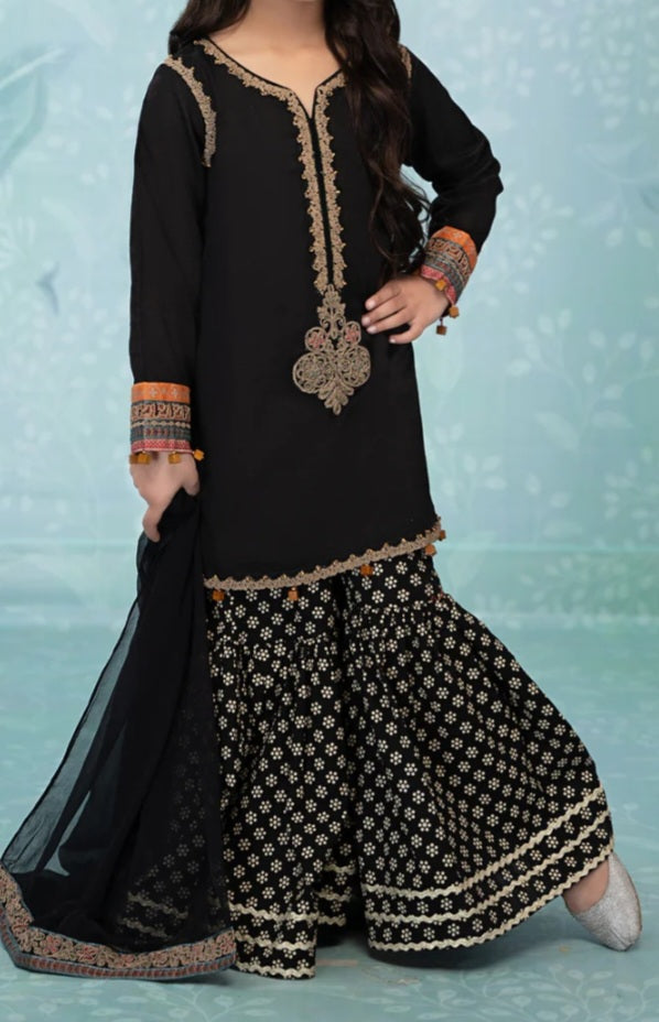 Charcoal Gharara Set For Girls