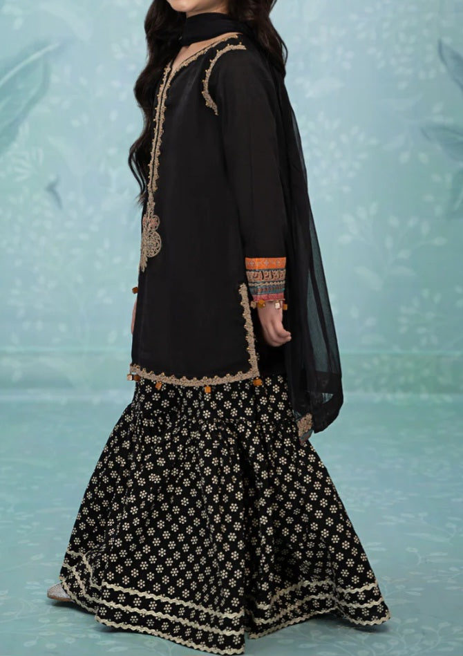 Charcoal Gharara Set For Girls