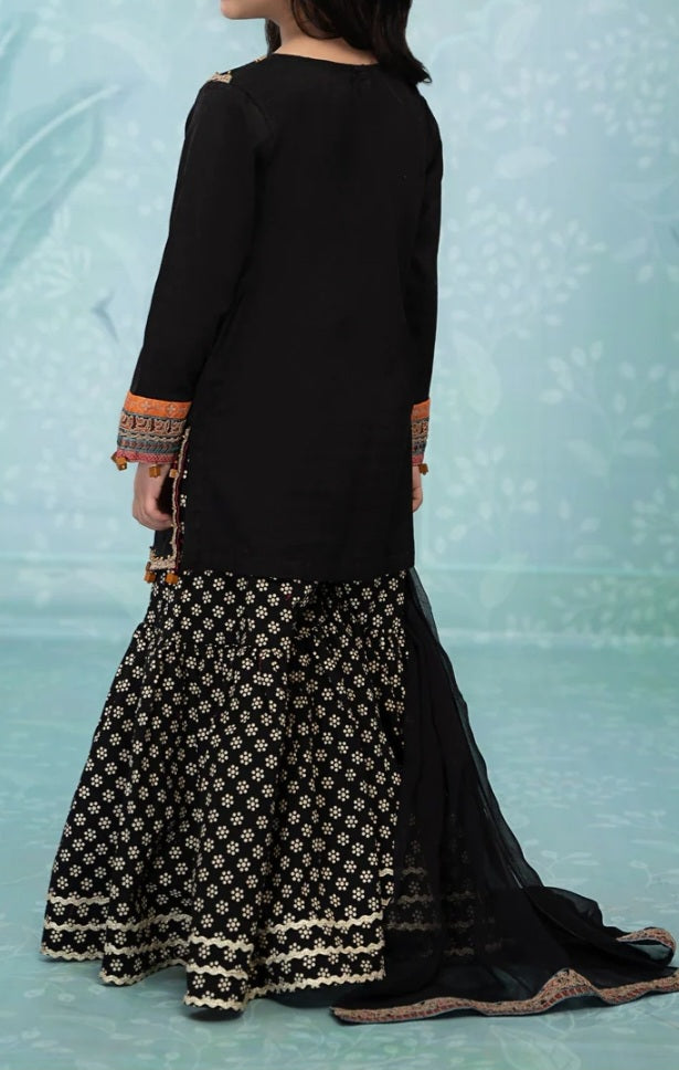 Charcoal Gharara Set For Girls