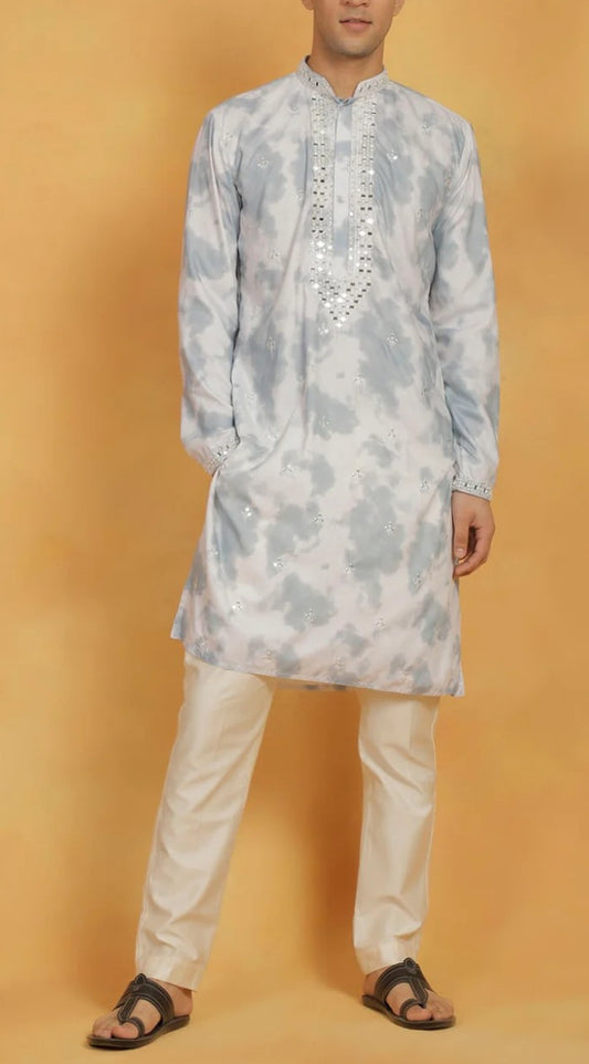 Mirror Work Kurta Set For Men
