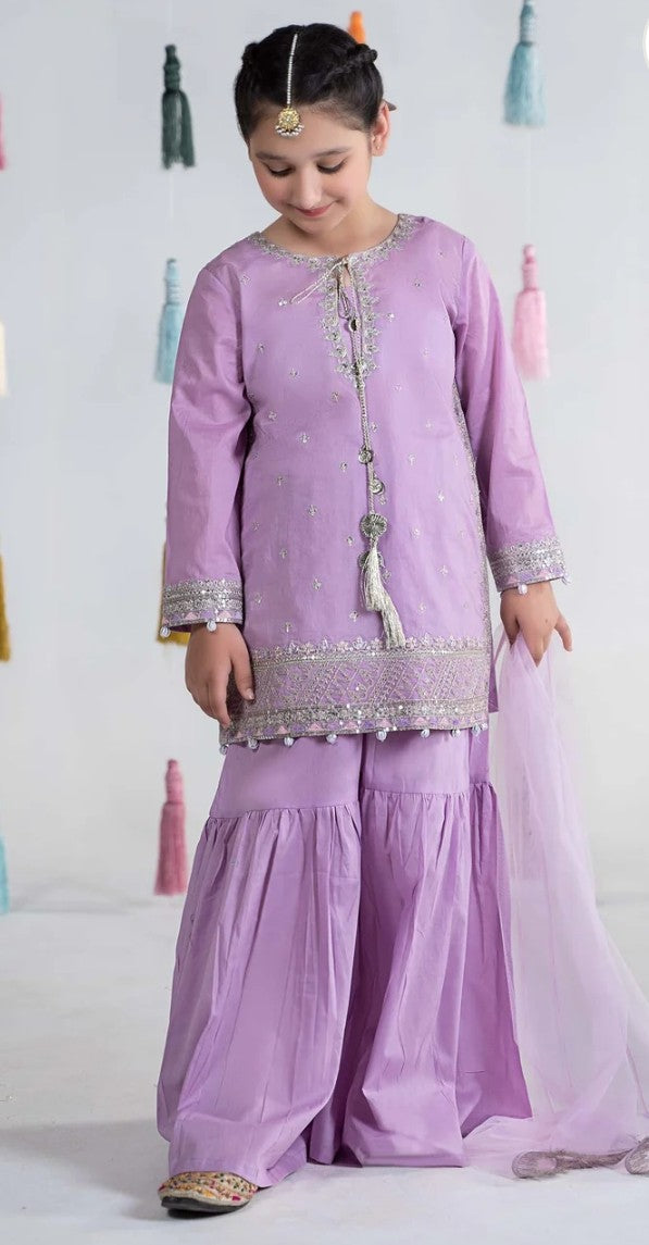 Lavender Gharara Set For Girls