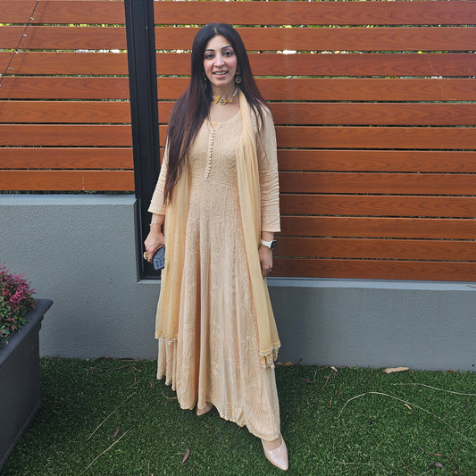 Ivory Lucknowi Anarkali Set