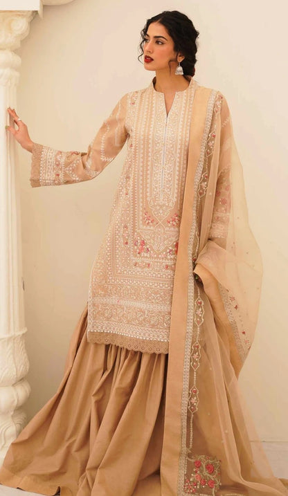 Beige Gharara Suit Set